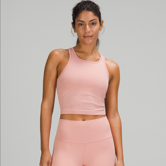 lululemon athletica Tops - Lululemon Pink Puff Ebb to Street Crop Tank Size 6